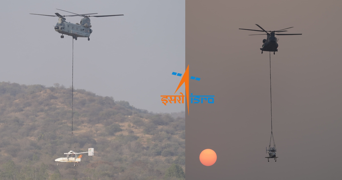 IAF chopper drops ISRO's 'Pushpak' Vimaan from 4.5 km altitude